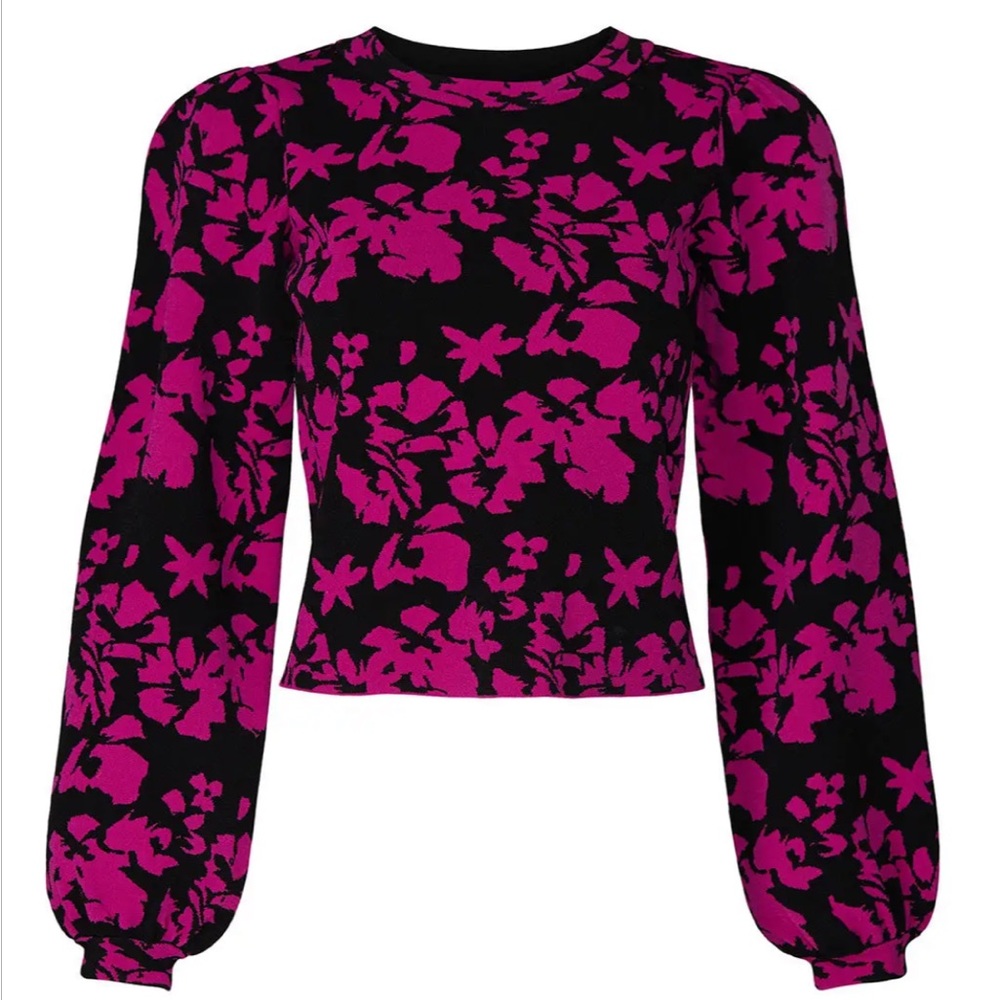 MILLY Pink and Black Intarsia Sweatee